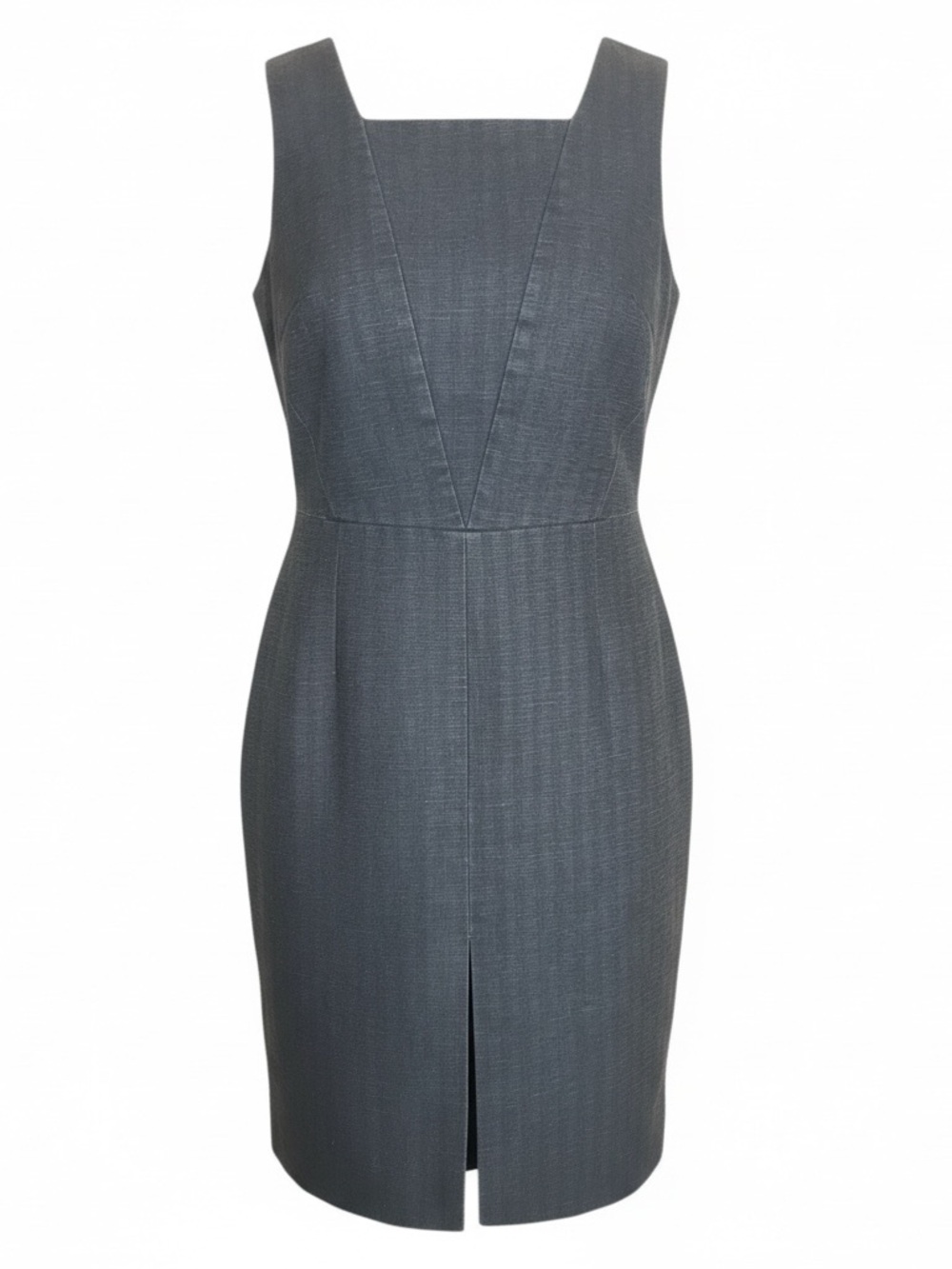 Kate Spade Steel Grey Square-Neck Midi Sheath Dress, Denim